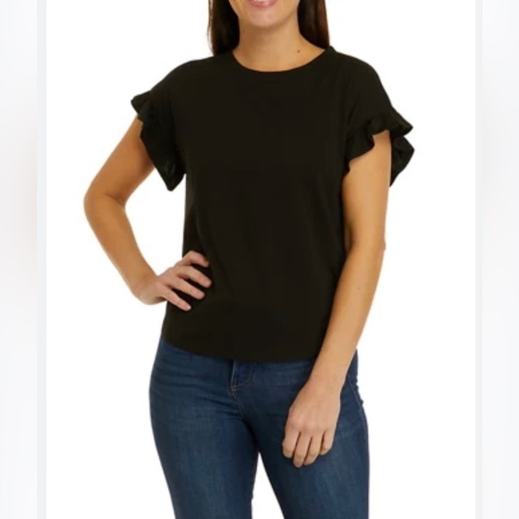 Crown & Ivy Black Ruffled Sleeve Blouse. Size Small - Picture 1 of 6